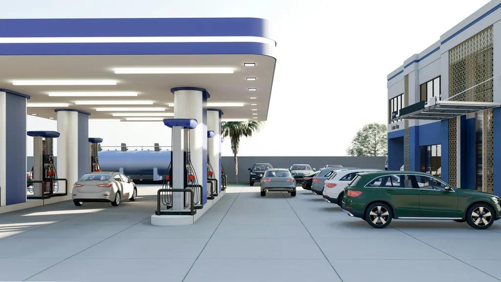 Fuel station forecourt in Lagos, Nigeria